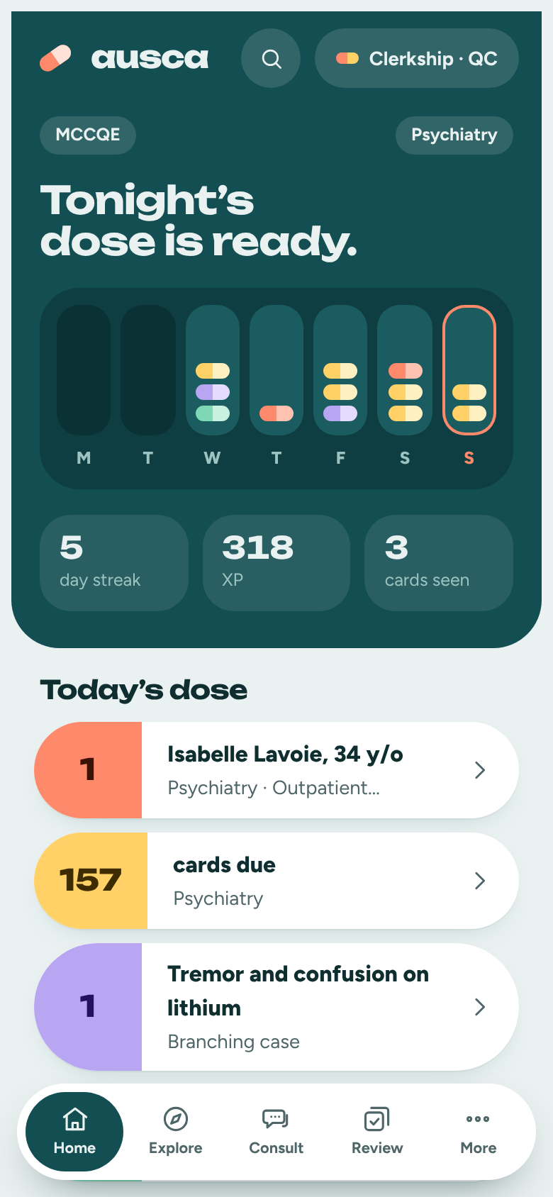 Ausca home: the weekly pill organizer and today’s dose