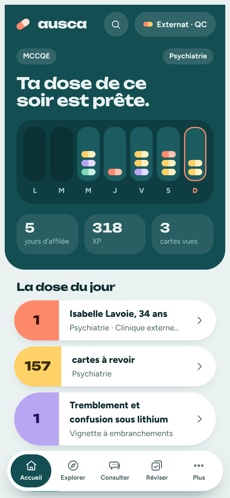 L’accueil d’Ausca : le pilulier de la semaine et la dose du jour